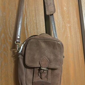 Ellington Brown Leather Bag with Flap Closure